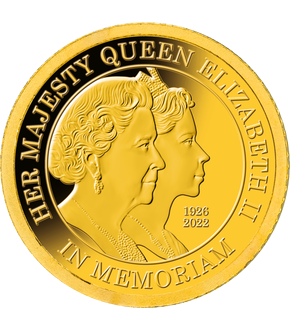 La monnaie dorée à l'or pur « Double portrait » en hommage à la Reine Élizabeth II 